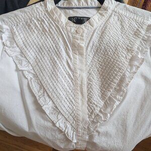 J.Crew white pleated poplin button down shirt